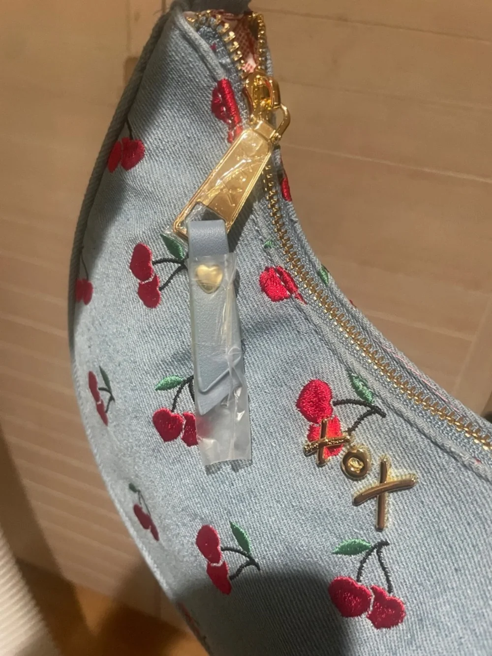 Betsey Johnson XoX Denim and Cherry Hobo Bag - Picture 7 of 10